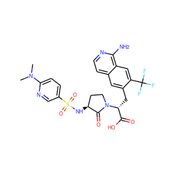 CN(C)c1ccc(S(=O)(=O)N[C@H]2CCN([C@H](Cc3cc4ccnc(N)c4cc3C(F)(F)F)C(=O)O)C2=O)cn1 ZINC000142621082