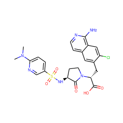 CN(C)c1ccc(S(=O)(=O)N[C@H]2CCN([C@H](Cc3cc4ccnc(N)c4cc3Cl)C(=O)O)C2=O)cn1 ZINC000142587088