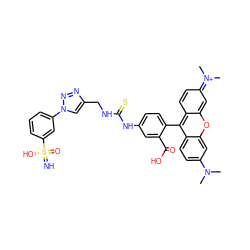 CN(C)c1ccc2c(-c3ccc(NC(=S)NCc4cn(-c5cccc([S@](=N)(=O)O)c5)nn4)cc3C(=O)O)c3ccc(=[N+](C)C)cc-3oc2c1 ZINC000653794418