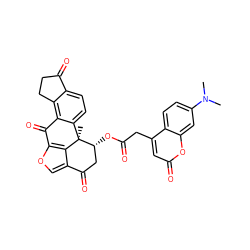 CN(C)c1ccc2c(CC(=O)O[C@@H]3CC(=O)c4coc5c4[C@@]3(C)c3ccc4c(c3C5=O)CCC4=O)cc(=O)oc2c1 ZINC000049780106