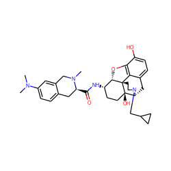 CN(C)c1ccc2c(c1)CN(C)[C@@H](C(=O)N[C@H]1CC[C@@]3(O)[C@H]4Cc5ccc(O)c6c5[C@@]3(CCN4CC3CC3)[C@H]1O6)C2 ZINC000299872031