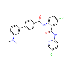 CN(C)c1cccc(-c2ccc(C(=O)Nc3ccc(Cl)cc3C(=O)Nc3ccc(Cl)cn3)cc2)c1 ZINC000028088530