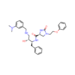 CN(C)c1cccc(CNC[C@@H](O)[C@H](Cc2ccccc2)NC(=O)[C@@H]2CN(CCOc3ccccc3)C(=O)N2)c1 ZINC000029049233