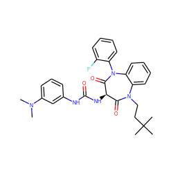 CN(C)c1cccc(NC(=O)N[C@@H]2C(=O)N(CCC(C)(C)C)c3ccccc3N(c3ccccc3F)C2=O)c1 ZINC000013813577