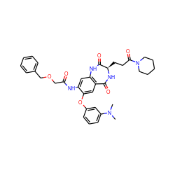 CN(C)c1cccc(Oc2cc3c(cc2NC(=O)COCc2ccccc2)NC(=O)[C@@H](CCC(=O)N2CCCCC2)NC3=O)c1 ZINC001772630849