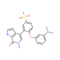 CN(C)c1cccc(Oc2ccc(S(C)(=O)=O)cc2-c2cn(C)c(=O)c3[nH]ccc23)c1 ZINC000146464969