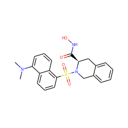 CN(C)c1cccc2c(S(=O)(=O)N3Cc4ccccc4C[C@@H]3C(=O)NO)cccc12 ZINC000013797716