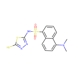 CN(C)c1cccc2c(S(=O)(=O)Nc3nnc(S)s3)cccc12 ZINC000005582474