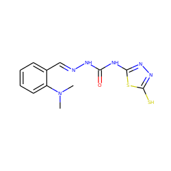 CN(C)c1ccccc1/C=N/NC(=O)Nc1nnc(S)s1 ZINC000028863643