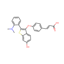 CN(C)c1ccccc1-c1sc2cc(O)ccc2c1Oc1ccc(/C=C/C(=O)O)cc1 ZINC000223461103