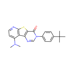 CN(C)c1ccnc2sc3c(=O)n(-c4ccc(C(C)(C)C)cc4)cnc3c12 ZINC000013676110