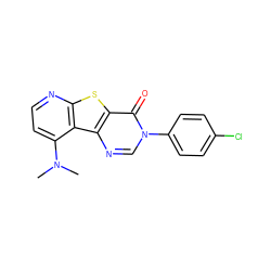 CN(C)c1ccnc2sc3c(=O)n(-c4ccc(Cl)cc4)cnc3c12 ZINC000000756260