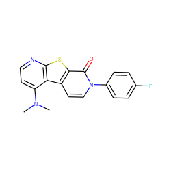 CN(C)c1ccnc2sc3c(=O)n(-c4ccc(F)cc4)ccc3c12 ZINC000035284738