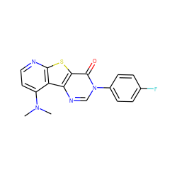 CN(C)c1ccnc2sc3c(=O)n(-c4ccc(F)cc4)cnc3c12 ZINC000013676089