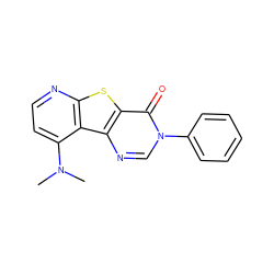 CN(C)c1ccnc2sc3c(=O)n(-c4ccccc4)cnc3c12 ZINC000000077553