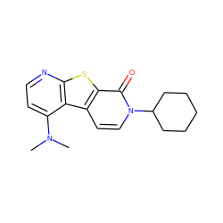 CN(C)c1ccnc2sc3c(=O)n(C4CCCCC4)ccc3c12 ZINC000035282661