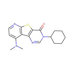 CN(C)c1ccnc2sc3c(=O)n(C4CCCCC4)cnc3c12 ZINC000013676122