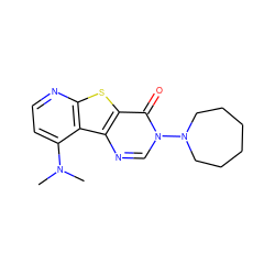 CN(C)c1ccnc2sc3c(=O)n(N4CCCCCC4)cnc3c12 ZINC000013676140