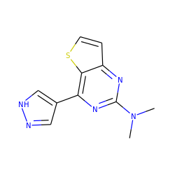 CN(C)c1nc(-c2cn[nH]c2)c2sccc2n1 ZINC000029047674