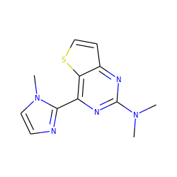 CN(C)c1nc(-c2nccn2C)c2sccc2n1 ZINC000029047792