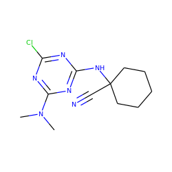 CN(C)c1nc(Cl)nc(NC2(C#N)CCCCC2)n1 ZINC000096924097