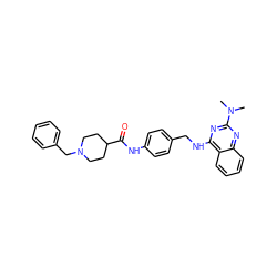 CN(C)c1nc(NCc2ccc(NC(=O)C3CCN(Cc4ccccc4)CC3)cc2)c2ccccc2n1 ZINC000144014662