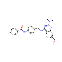 CN(C)c1nc(NCc2ccc(NC(=O)c3ccc(F)cc3)cc2)c2ccc(C=O)cc2n1 ZINC000045320310