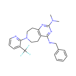 CN(C)c1nc2c(c(NCc3ccccc3)n1)CCN(c1ncccc1C(F)(F)F)CC2 ZINC000145113652