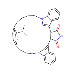 CN(C)c1nc2ccc1CCCCn1cc(c3ccccc31)C1=C(C(=O)NC1=O)c1cn(c3ccccc13)CCC2 ZINC000033295968