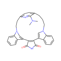 CN(C)c1nc2ccc1CCCn1cc(c3ccccc31)C1=C(C(=O)NC1=O)c1cn(c3ccccc13)CC2 ZINC000049807649