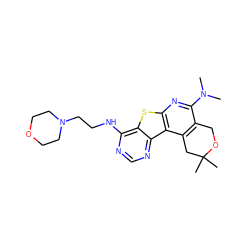 CN(C)c1nc2sc3c(NCCN4CCOCC4)ncnc3c2c2c1COC(C)(C)C2 ZINC000064540184