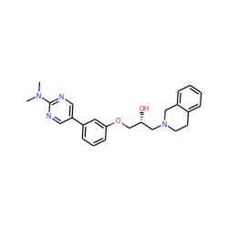 CN(C)c1ncc(-c2cccc(OC[C@H](O)CN3CCc4ccccc4C3)c2)cn1 ZINC000218392863