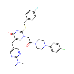 CN(C)c1ncc(Cc2cn(CC(=O)N3CCN(c4ccc(Cl)cc4)CC3)c(SCc3ccc(F)cc3)nc2=O)cn1 ZINC000029559055