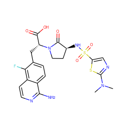 CN(C)c1ncc(S(=O)(=O)N[C@H]2CCN([C@H](Cc3ccc4c(N)nccc4c3F)C(=O)O)C2=O)s1 ZINC000142642213