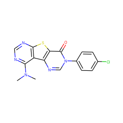 CN(C)c1ncnc2sc3c(=O)n(-c4ccc(Cl)cc4)cnc3c12 ZINC000095558943