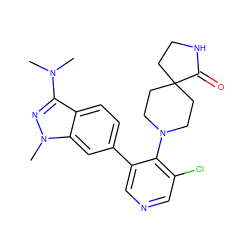 CN(C)c1nn(C)c2cc(-c3cncc(Cl)c3N3CCC4(CCNC4=O)CC3)ccc12 ZINC000653853874