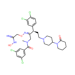 CN(C/C(=N\OCC(=N)NO)[C@H](CCN1CCC(N2CCCCC2=O)CC1)c1ccc(Cl)c(Cl)c1)C(=O)c1cc(Cl)cc(Cl)c1 ZINC000027894737