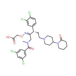 CN(C/C(=N\OCC(=O)O)[C@@H](CCN1CCC(N2CCCCC2=O)CC1)c1ccc(Cl)c(Cl)c1)C(=O)c1cc(Cl)cc(Cl)c1 ZINC000027987535