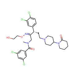 CN(C/C(=N\OCCO)[C@@H](CCN1CCC(N2CCCCC2=O)CC1)c1ccc(Cl)c(Cl)c1)C(=O)c1cc(Cl)cc(Cl)c1 ZINC000027900151