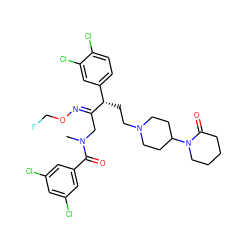 CN(C/C(=N\OCF)[C@@H](CCN1CCC(N2CCCCC2=O)CC1)c1ccc(Cl)c(Cl)c1)C(=O)c1cc(Cl)cc(Cl)c1 ZINC000027894447