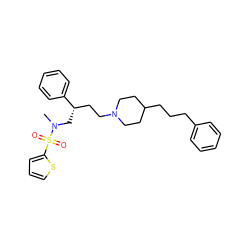 CN(C[C@@H](CCN1CCC(CCCc2ccccc2)CC1)c1ccccc1)S(=O)(=O)c1cccs1 ZINC000026845486