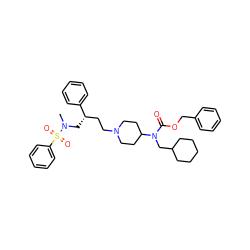 CN(C[C@@H](CCN1CCC(N(CC2CCCCC2)C(=O)OCc2ccccc2)CC1)c1ccccc1)S(=O)(=O)c1ccccc1 ZINC000026501899