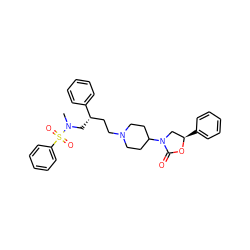 CN(C[C@@H](CCN1CCC(N2C[C@@H](c3ccccc3)OC2=O)CC1)c1ccccc1)S(=O)(=O)c1ccccc1 ZINC000028128272