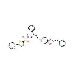 CN(C[C@@H](CCN1CCC(O)(CCCc2ccccc2)CC1)c1ccccc1)S(=O)(=O)c1ccc(-c2ccccn2)s1 ZINC000026837945