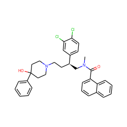 CN(C[C@@H](CCN1CCC(O)(c2ccccc2)CC1)c1ccc(Cl)c(Cl)c1)C(=O)c1cccc2ccccc12 ZINC000028090055