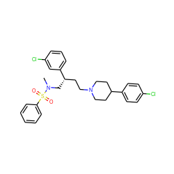 CN(C[C@@H](CCN1CCC(c2ccc(Cl)cc2)CC1)c1cccc(Cl)c1)S(=O)(=O)c1ccccc1 ZINC000026498536