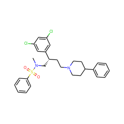 CN(C[C@@H](CCN1CCC(c2ccccc2)CC1)c1cc(Cl)cc(Cl)c1)S(=O)(=O)c1ccccc1 ZINC000026653144