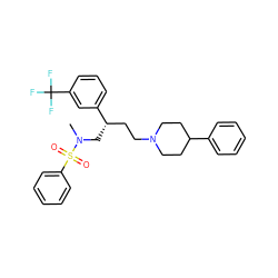 CN(C[C@@H](CCN1CCC(c2ccccc2)CC1)c1cccc(C(F)(F)F)c1)S(=O)(=O)c1ccccc1 ZINC000013479361