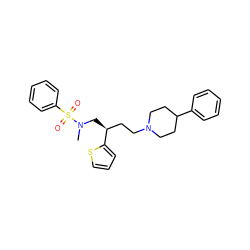 CN(C[C@@H](CCN1CCC(c2ccccc2)CC1)c1cccs1)S(=O)(=O)c1ccccc1 ZINC000003916955