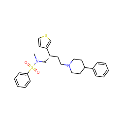 CN(C[C@@H](CCN1CCC(c2ccccc2)CC1)c1ccsc1)S(=O)(=O)c1ccccc1 ZINC000026640358